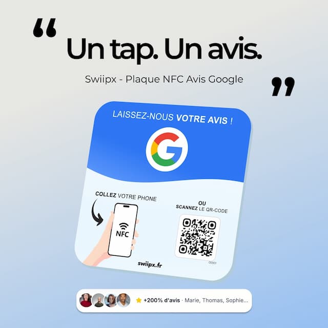 Plaque avis Google NFC — vue de côté