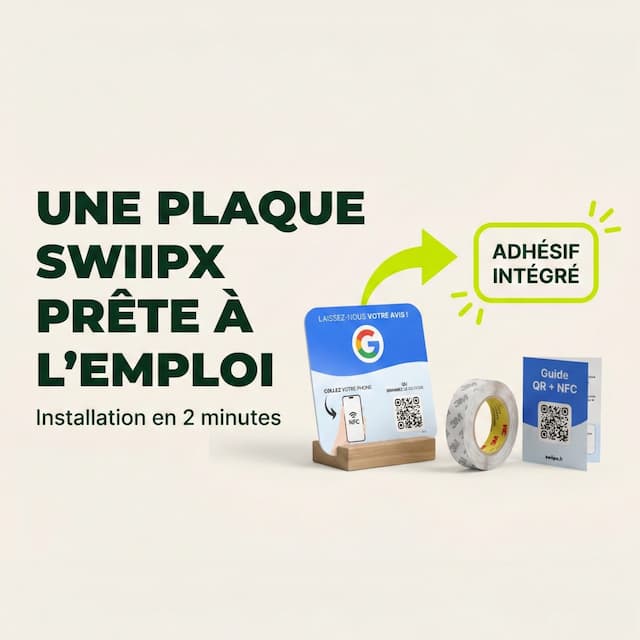 Plaque avis Google NFC — en utilisation